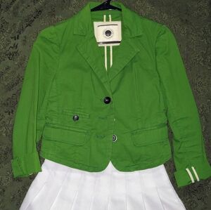 Y2K Bright Green Cotton Blazer - Tailored Casual Jacket:Daughters Of Liberation
